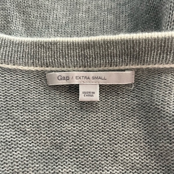 GAP Angora Rabbit Hair Wool Blend Oatmeal Heather Grey Colorblock Cardigan - Picture 9 of 11